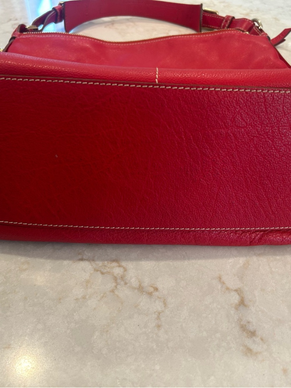 Dooney & Bourke Red Leather Shoulder Hobo with Gold Hardware With Dust Bag EUC - Picture 5 of 11